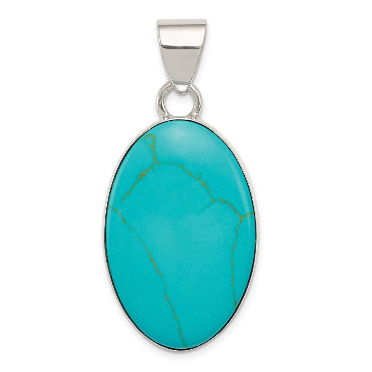 Sterling Silver Turquoise Polished Oval Pendant