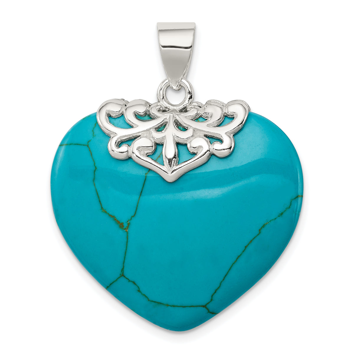 Sterling Silver Turquoise Heart Stone Pendant