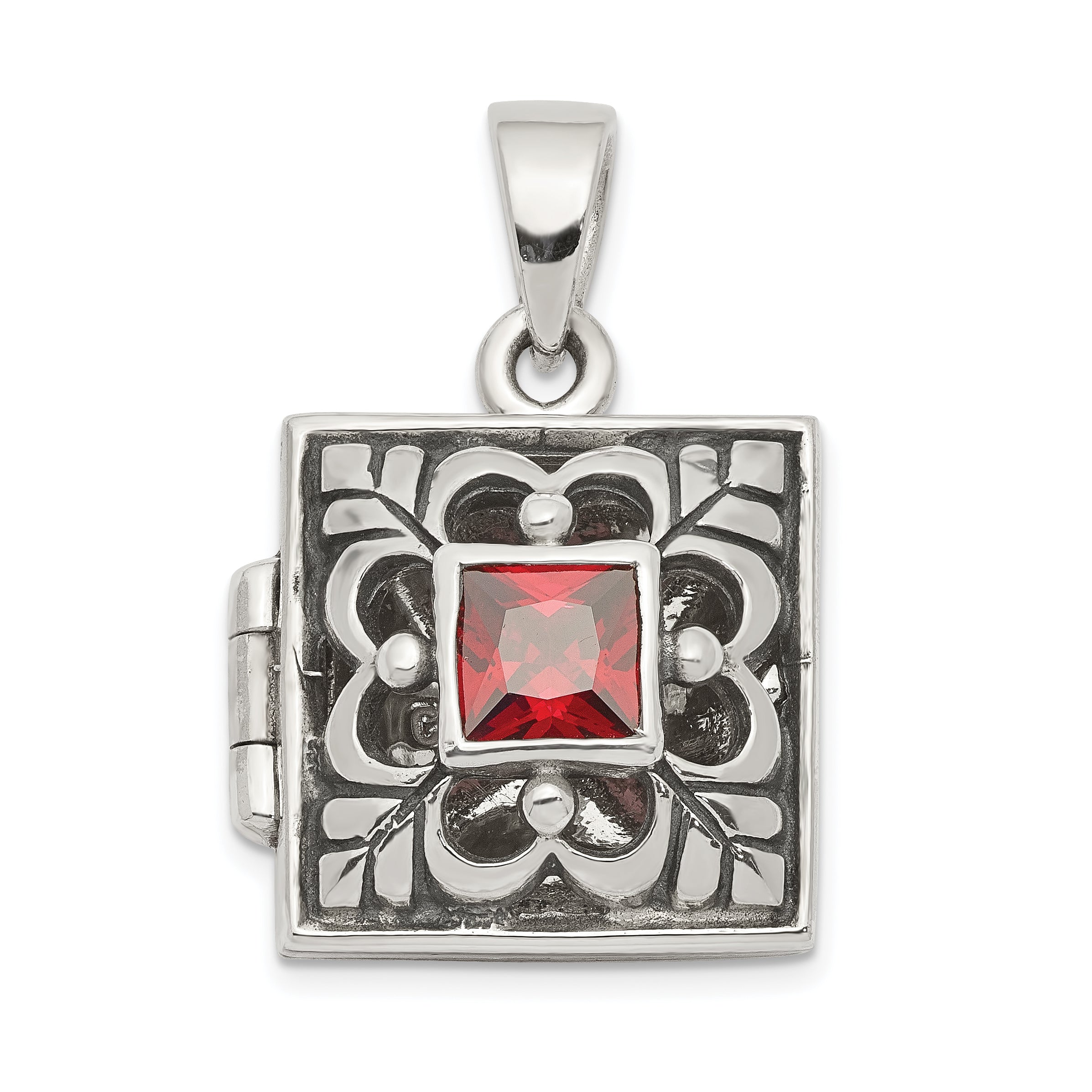 Sterling Silver Garnet Locket