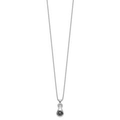 White Night Sterling Silver Rhodium-plated Black Diamond Love Knot 18 Inch Necklace with 2 Inch Extender