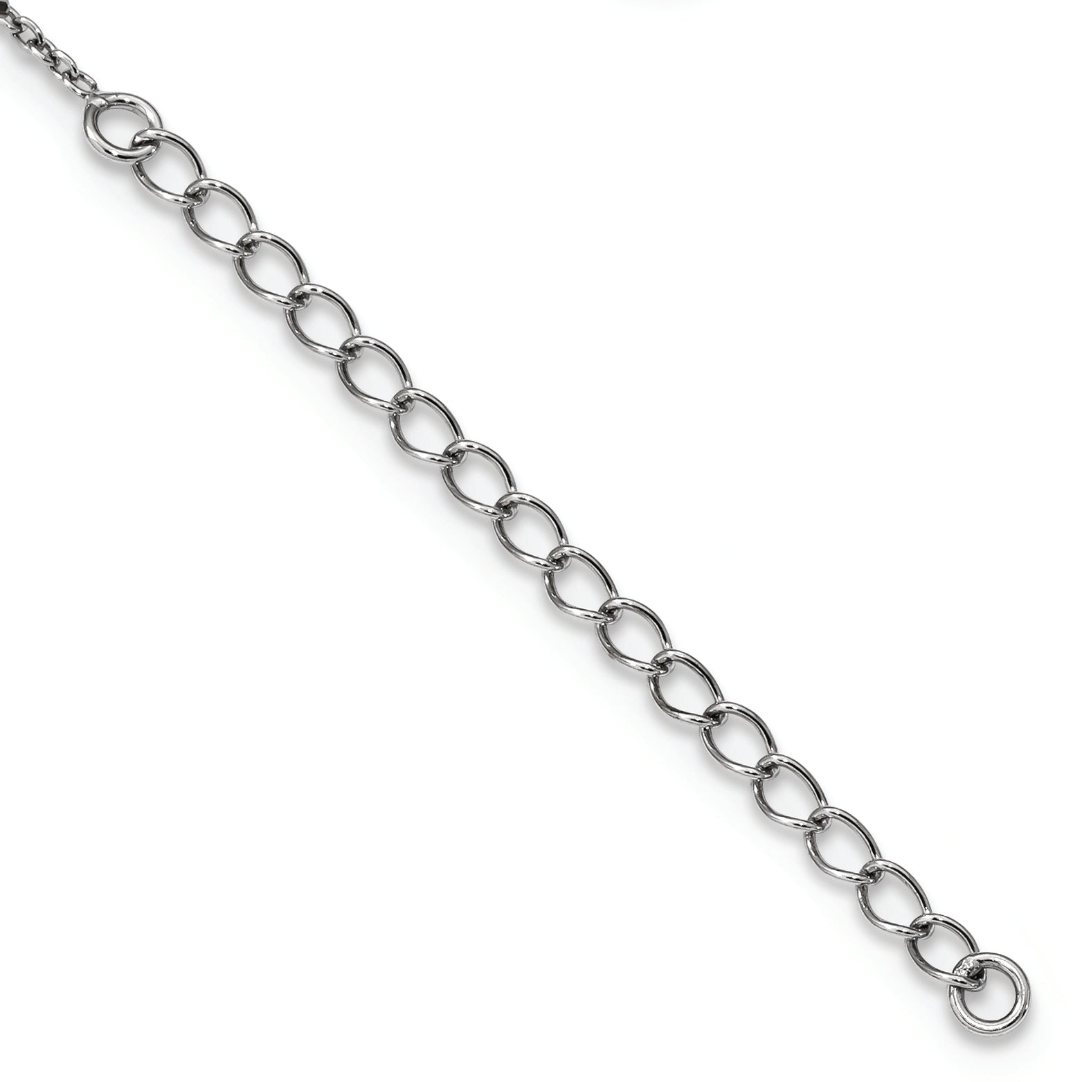 White Night Sterling Silver Rhodium-plated Black and White Diamond Double Teardrop 18 Inch Necklace with 2 Inch Extender