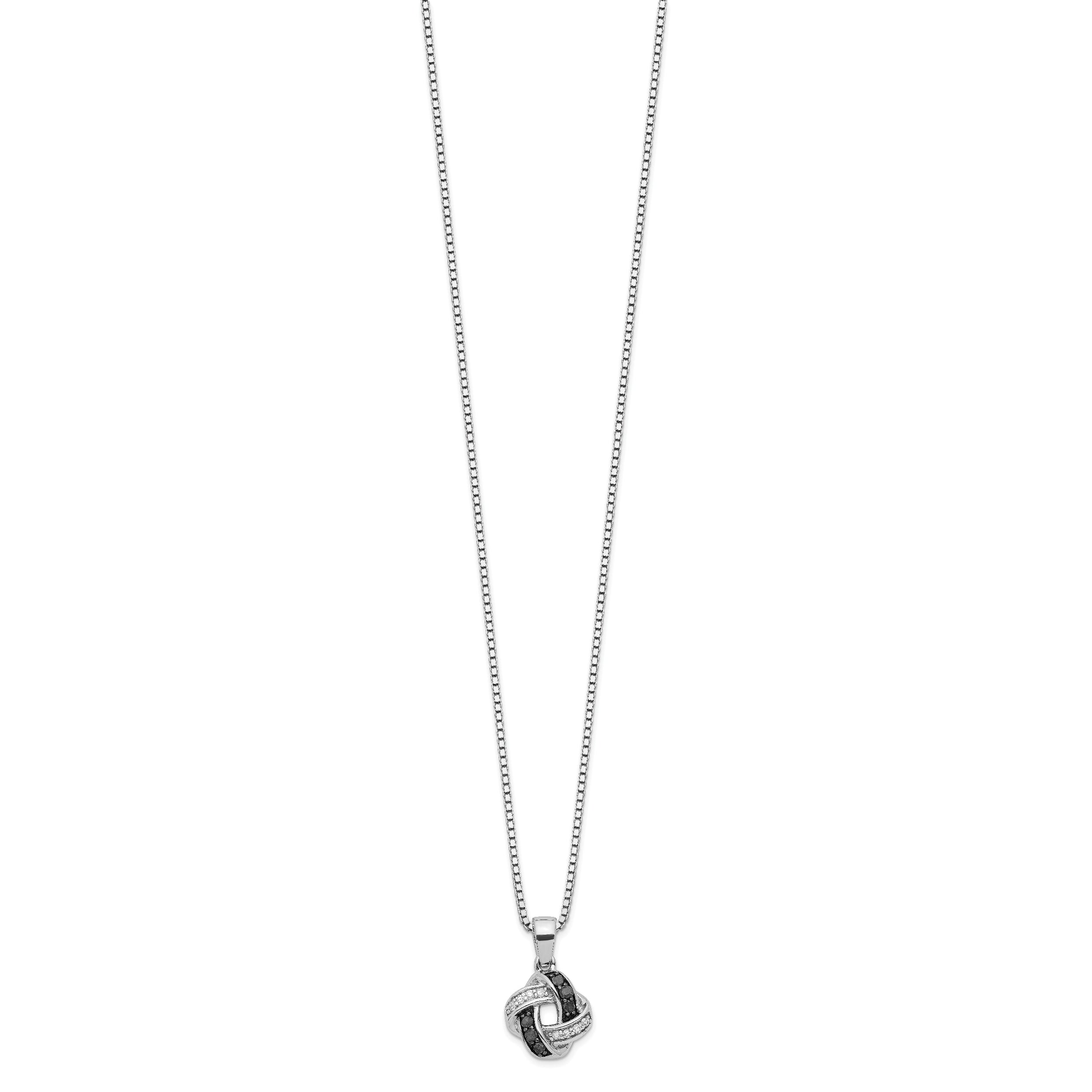 White Night Sterling Silver Rhodium-plated Black and White Diamond 18 Inch Necklace with 2 Inch Extender