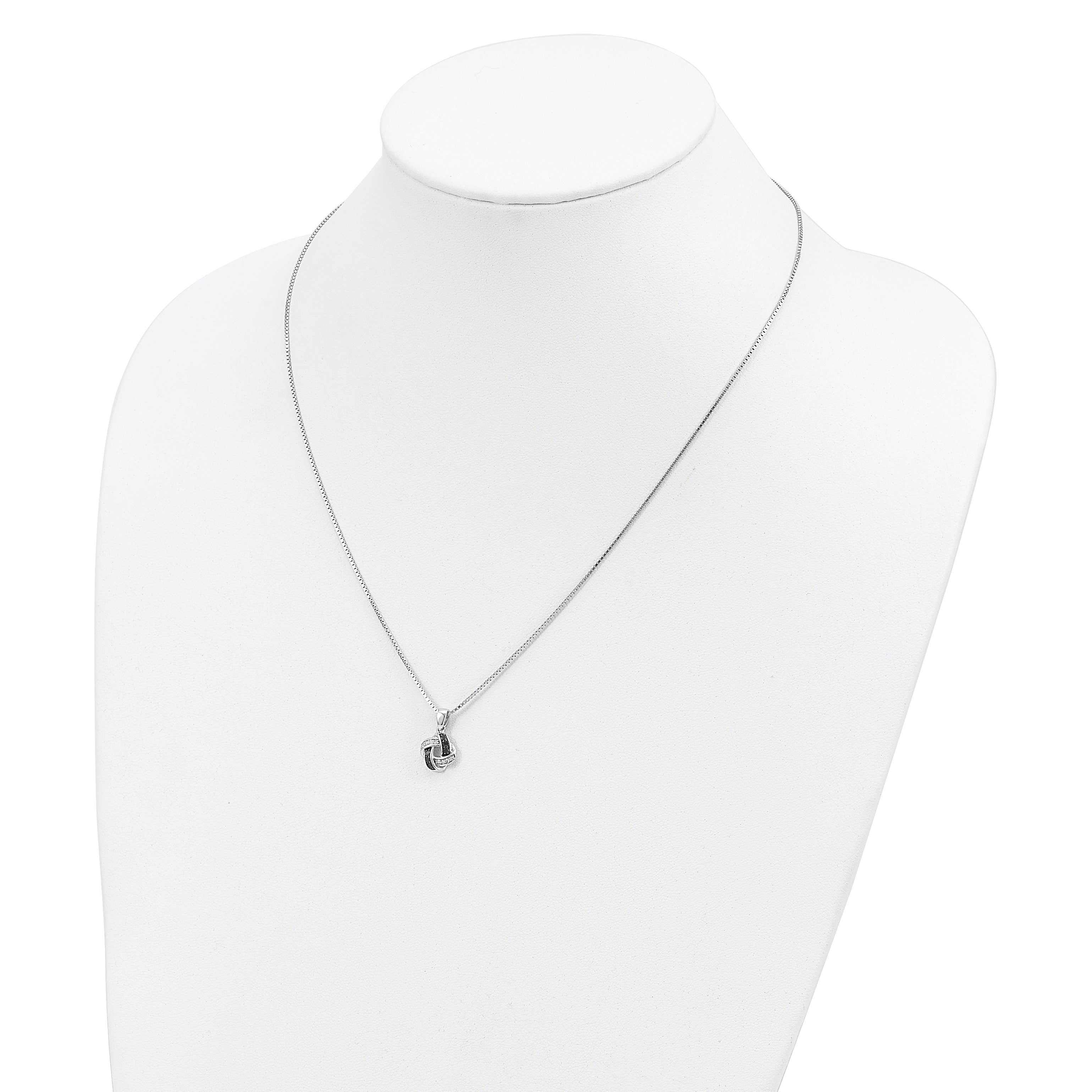 925 Sterling Silver Black & White Diamond Necklace with Extender Elegant & Gift Ready