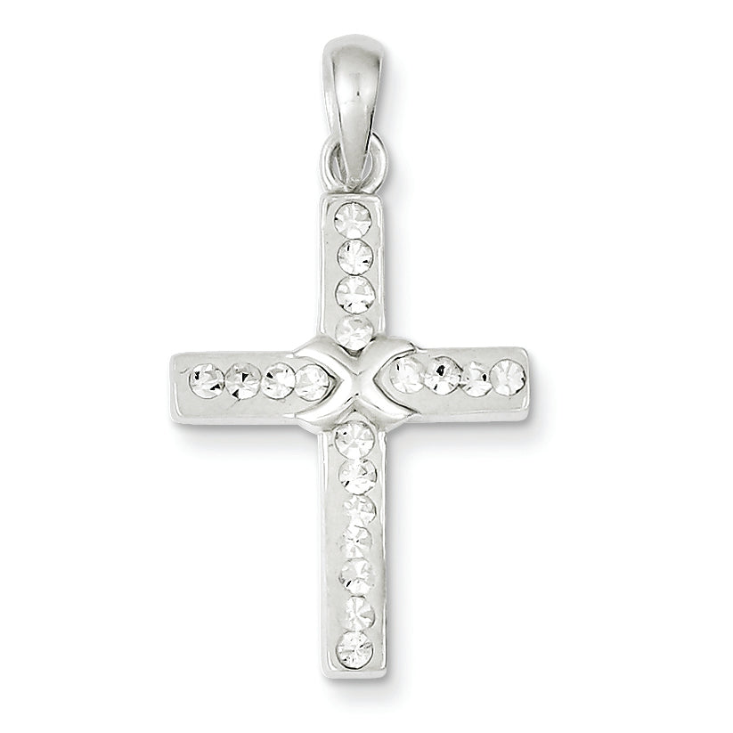 Sterling Silver Stellux Crystal and White Cross Pendant