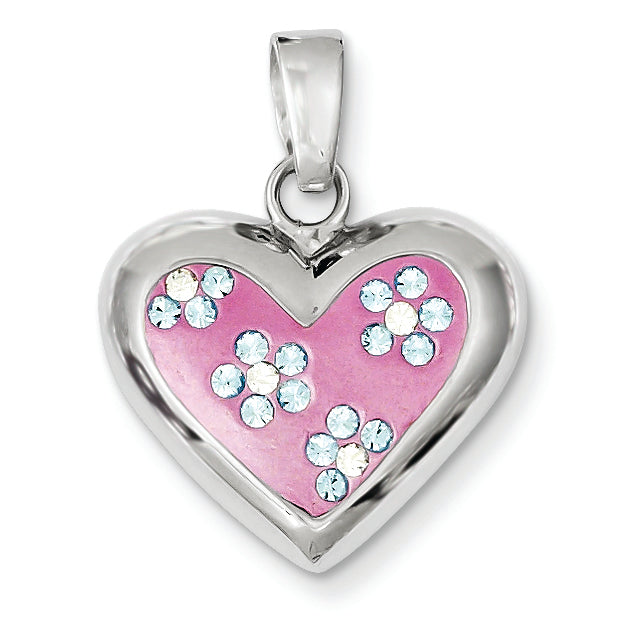 Sterling Silver Rhodium & Ferido Stellux Crystal Heart Pendant