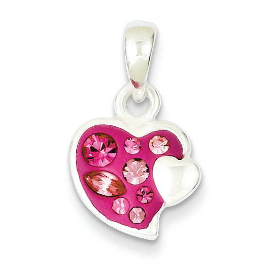 Sterling Silver Pink Stellux Crystal Heart Pendant