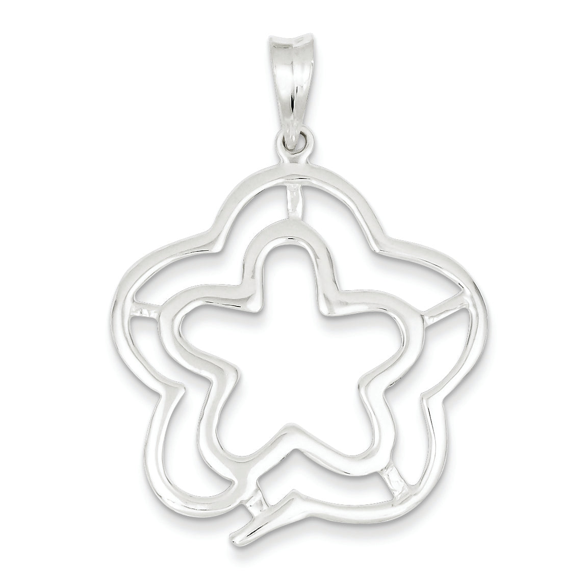 Sterling Silver Polished Flower Pendant