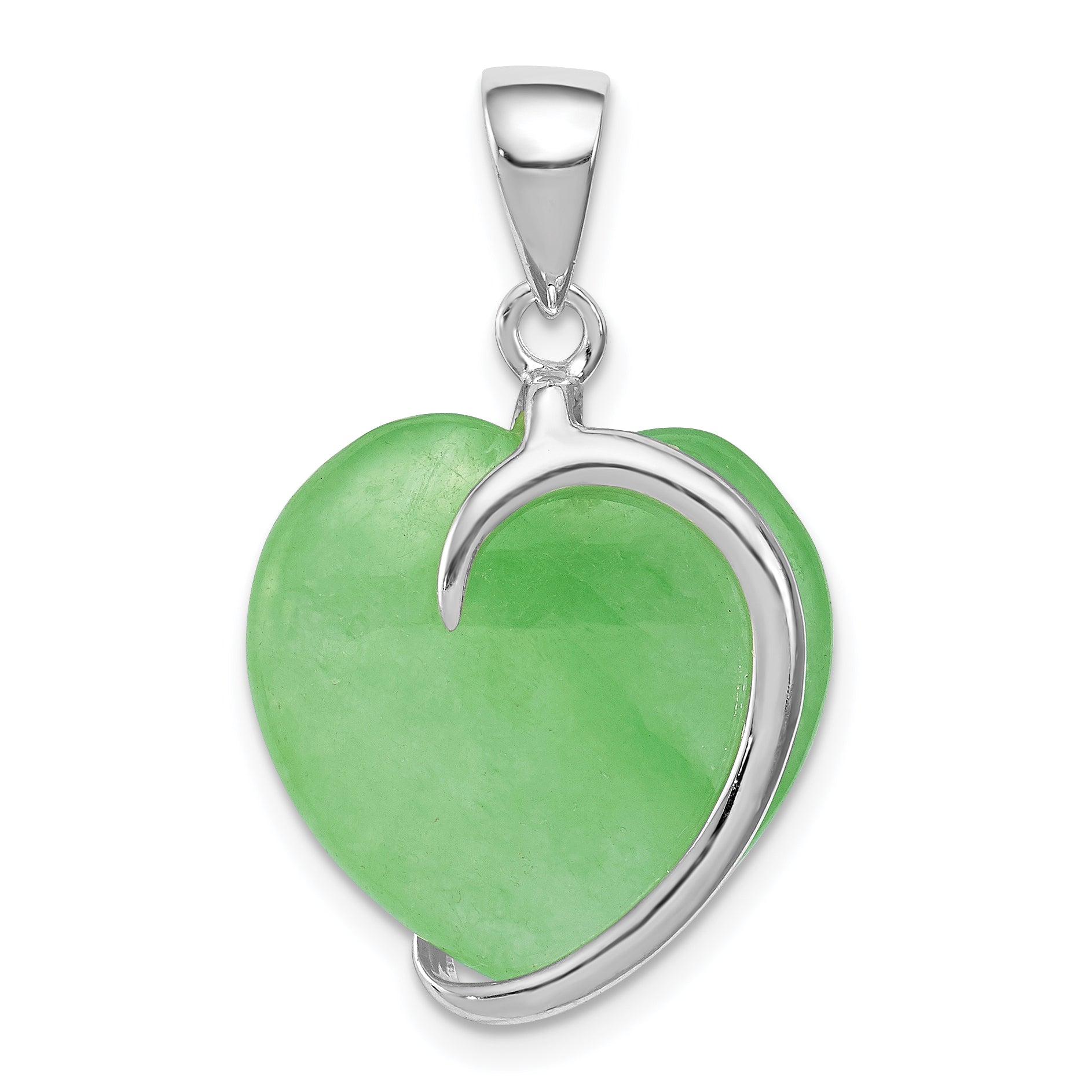 Sterling Silver Green Jade Heart Pendant