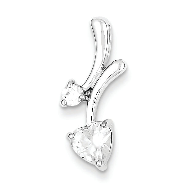 Sterling Silver Rhodium Plated CZ Heart Pendant