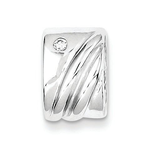 Sterling Silver Rhodium Plated CZ Reversible Pendant Slide