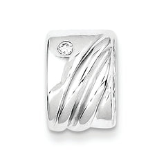 Sterling Silver Rhodium Plated CZ Reversible Pendant Slide