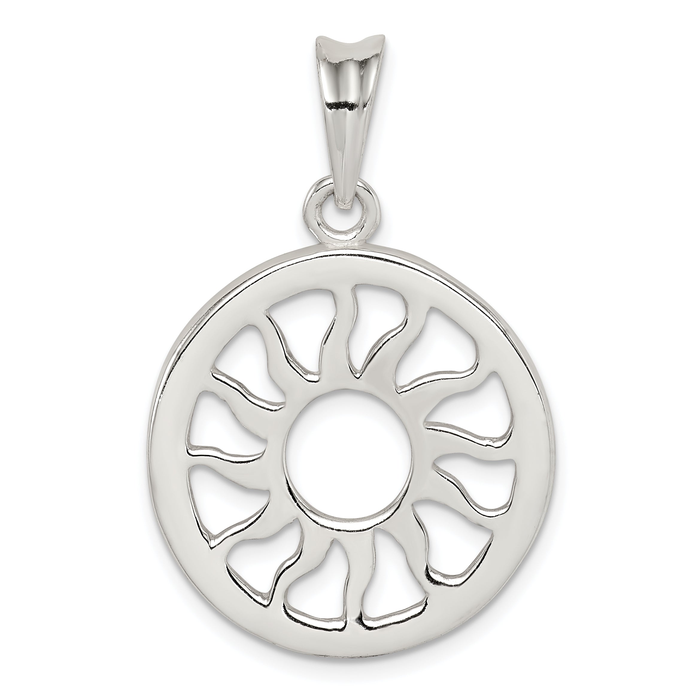 Sterling Silver Polished Sun Pendant