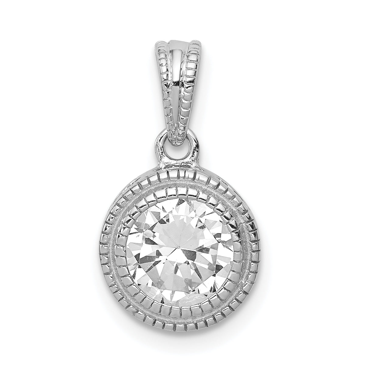 Sterling Silver CZ Circle X Edge Pendant