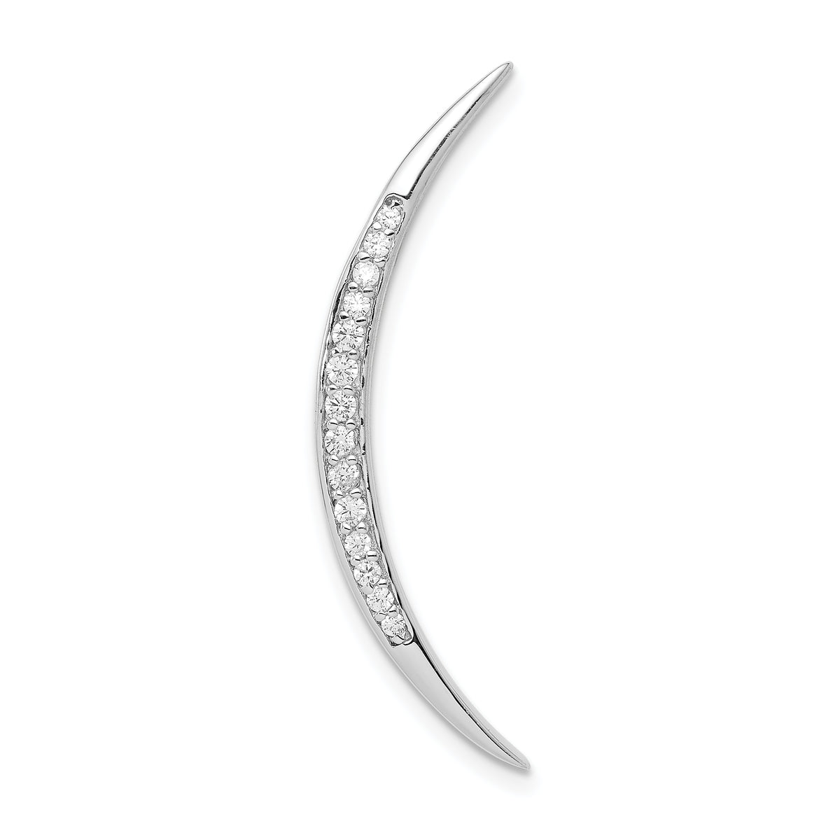 Sterling Silver Rhodium-plated CZ Moon Pendant