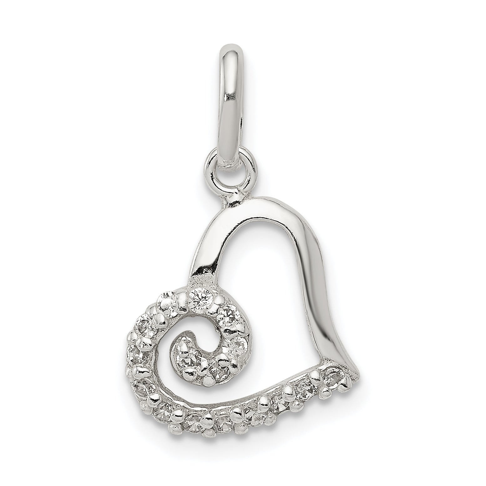 Sterling Silver CZ Heart Pendant