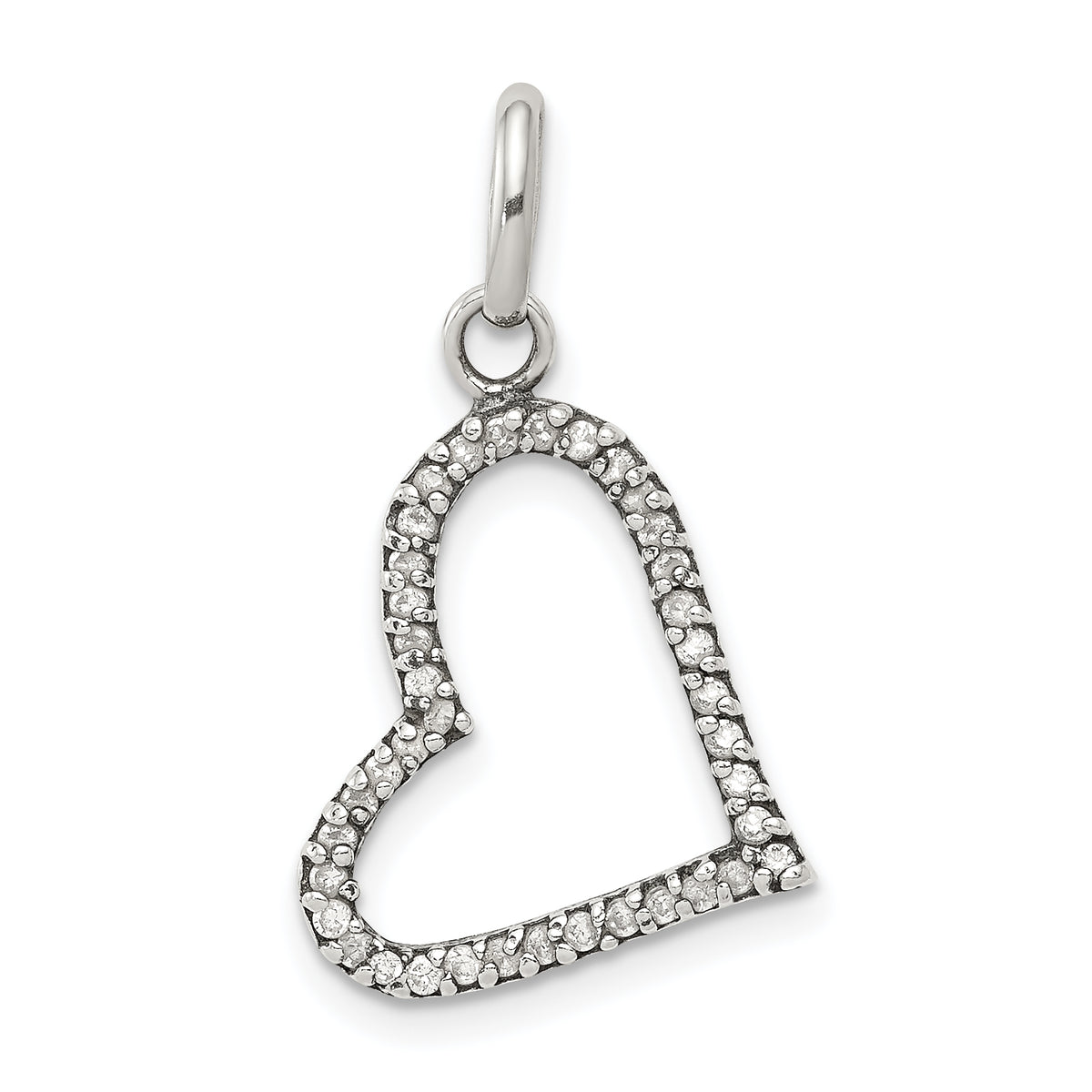 Sterling Silver CZ Heart Pendant