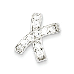 Sterling Silver Rhodium Plated CZ Pendant Slide