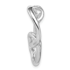 Sterling Silver Rhodium-plated Double Heart Slide Chain Slide