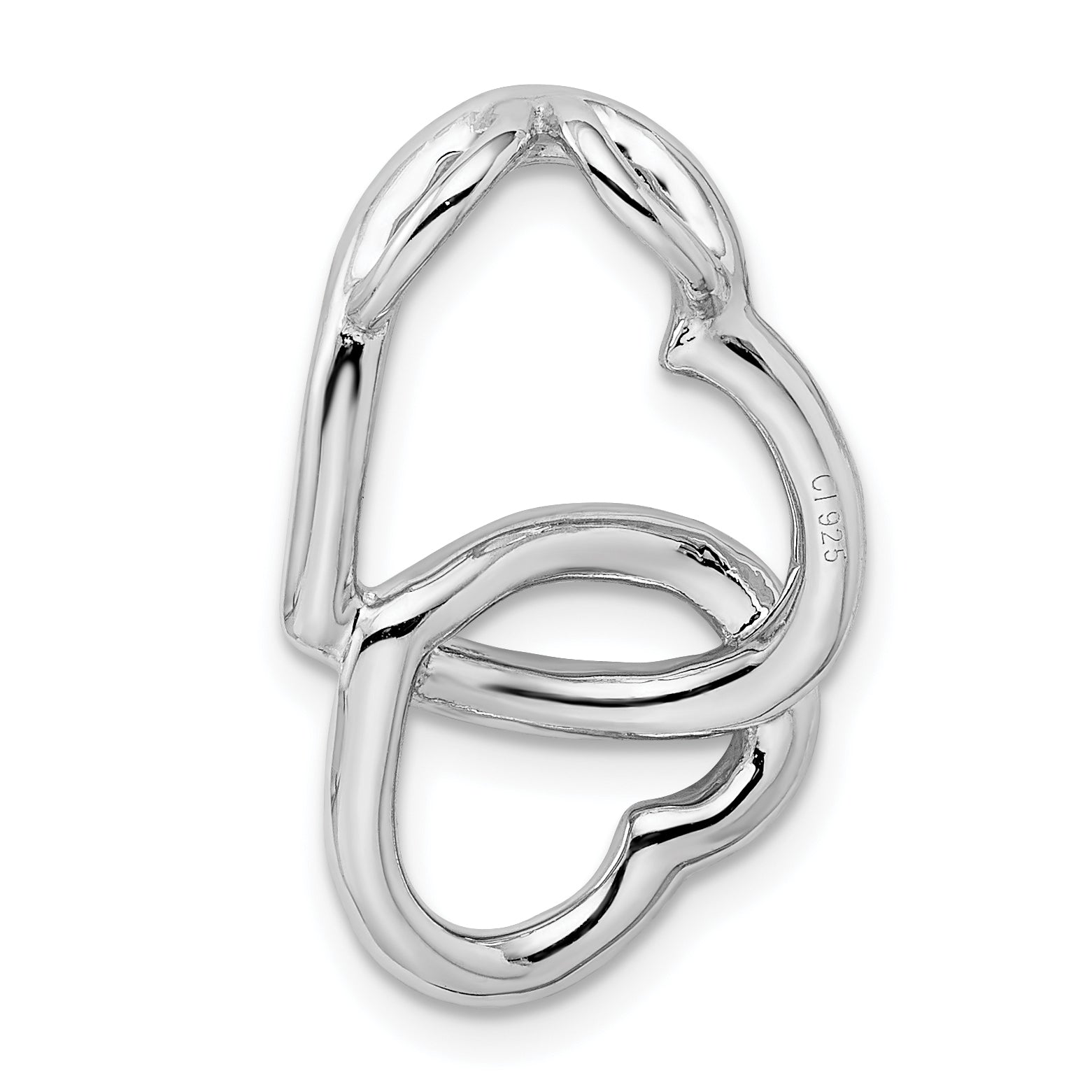 Sterling Silver Rhodium-plated Double Heart Slide Chain Slide