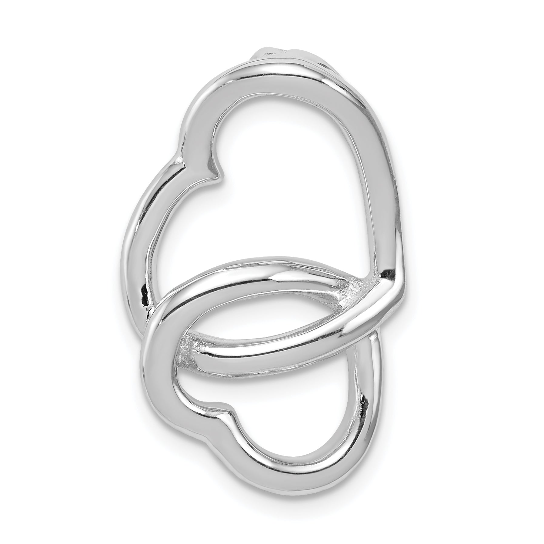 Sterling Silver Rhodium-plated Double Heart Slide Chain Slide