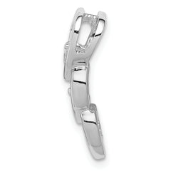 Sterling Silver Rhodium Plated CZ Multi Hearts Chain Slide