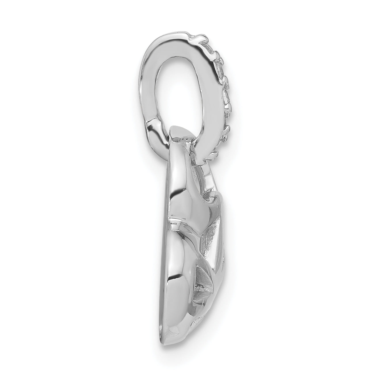 Sterling Silver Rhodium Plated CZ Heart Charm