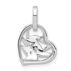 Sterling Silver Rhodium Plated CZ Heart Charm