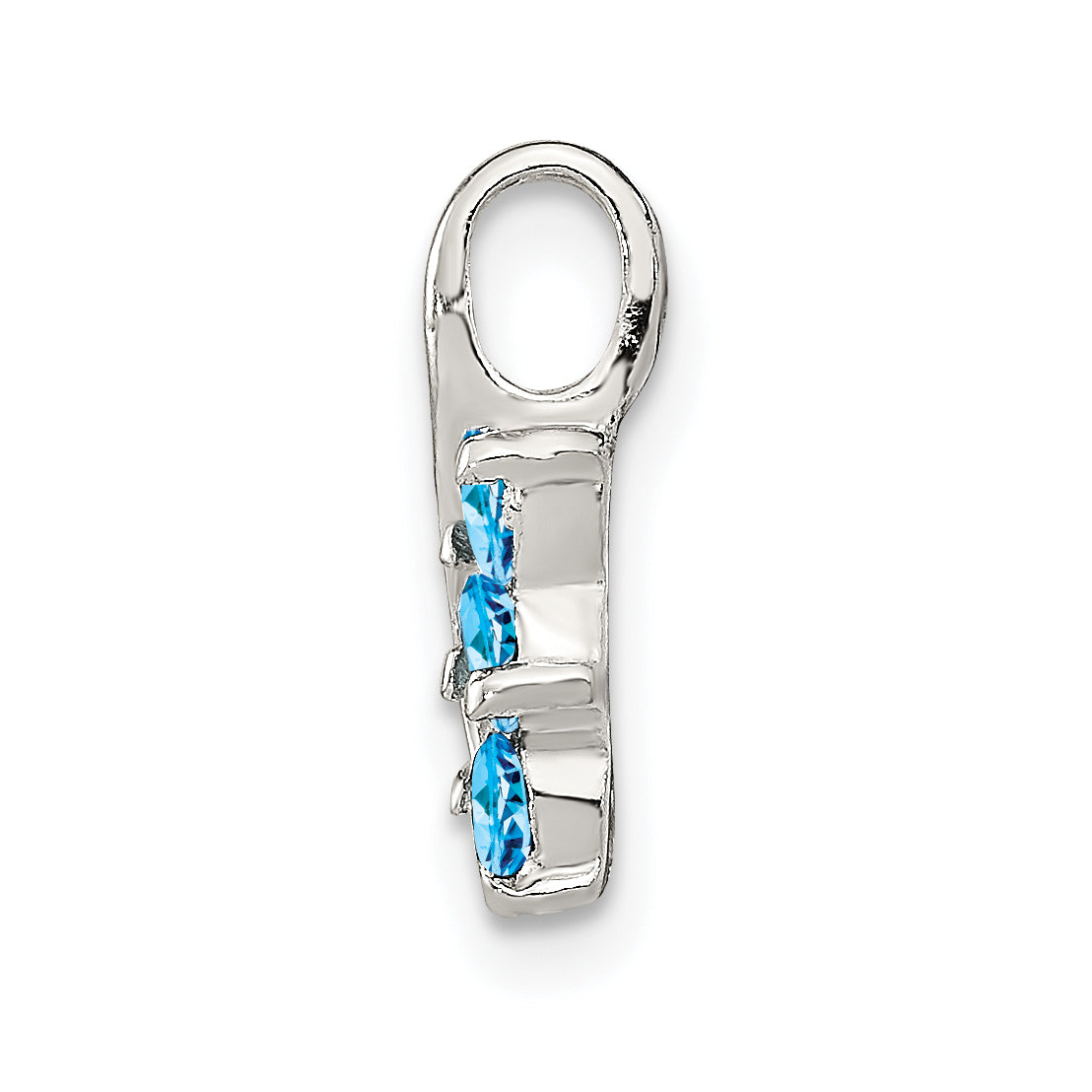 Sterling Silver Blue Topaz Chain Slide Pendant