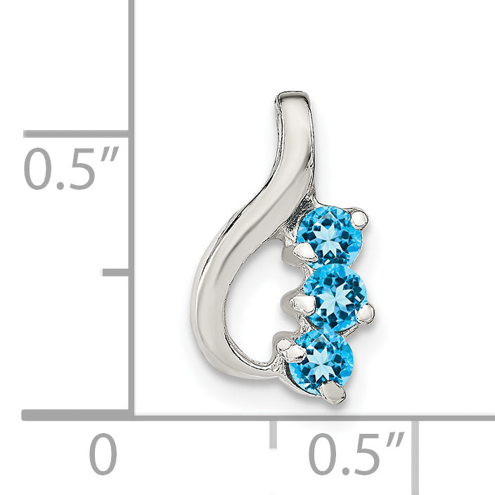 Sterling Silver Blue Topaz Chain Slide Pendant