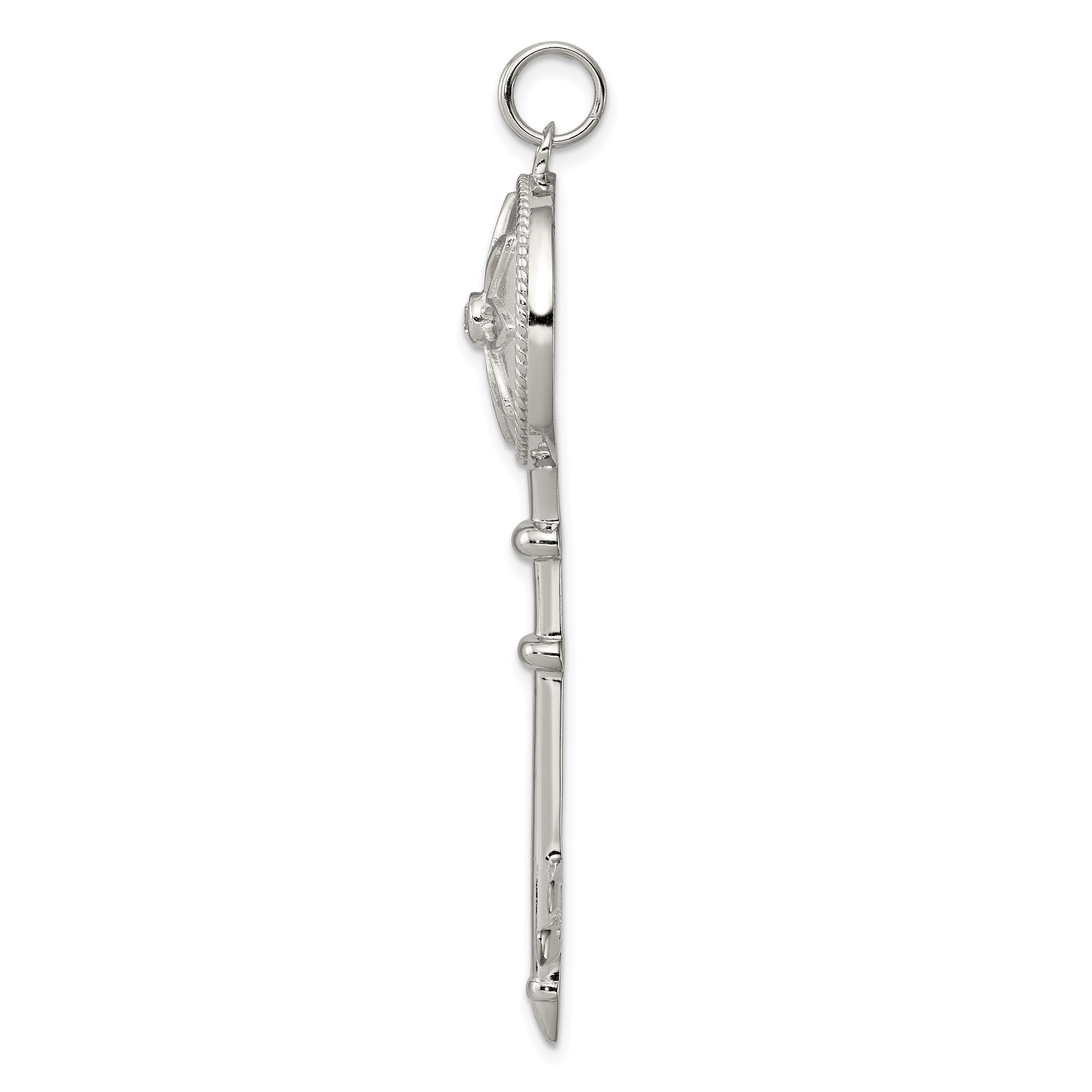 Sterling Silver Rhodium-plated CZ Key Pendant