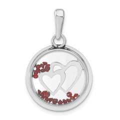 Sterling Silver Rhodium-plated Hearts & Floating Glass Beads Pendant