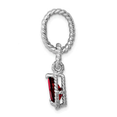 Sterling Garnet Pear Twisted Pendant