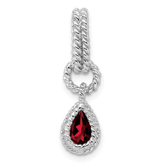 Sterling Garnet Pear Twisted Pendant