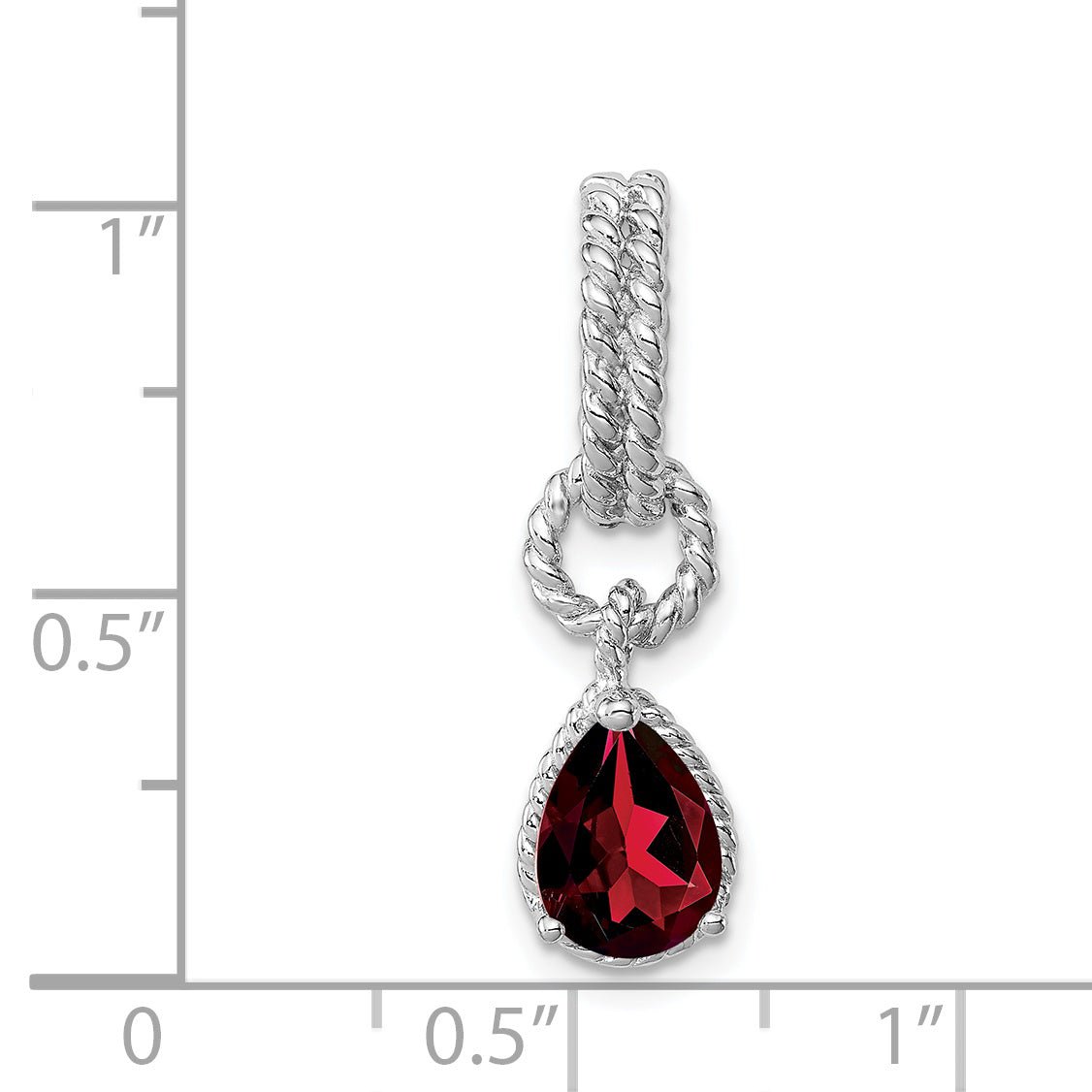 Sterling Garnet Pear Twisted Pendant