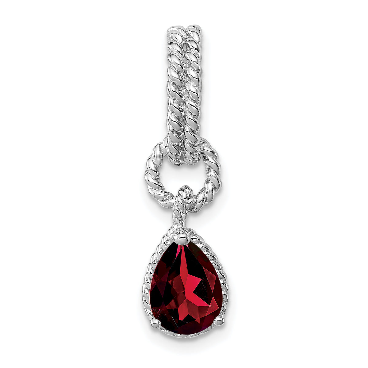 Sterling Garnet Pear Twisted Pendant