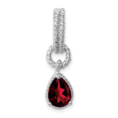 Sterling Garnet Pear Twisted Pendant