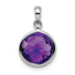 Sterling Silver Rhodium-plated Amethyst Pendant