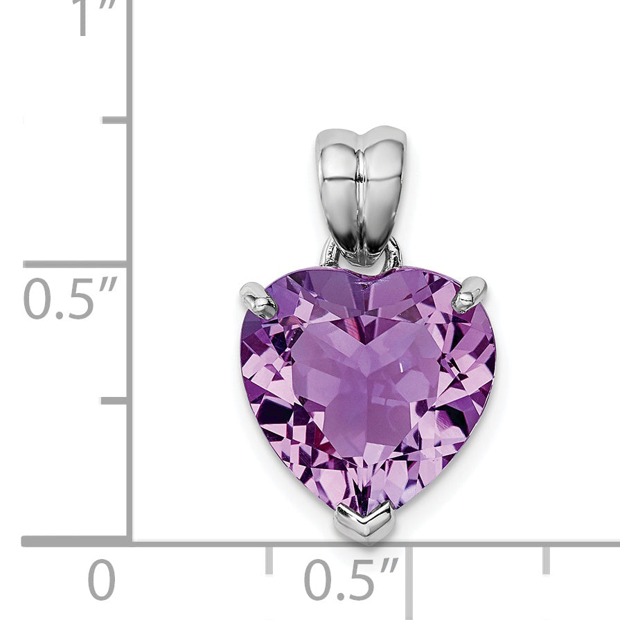 Sterling Silver Rhodium-plated Amethyst Pendant