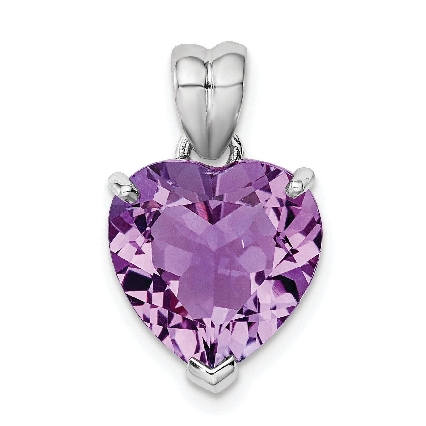 Sterling Silver Rhodium-plated Amethyst Pendant