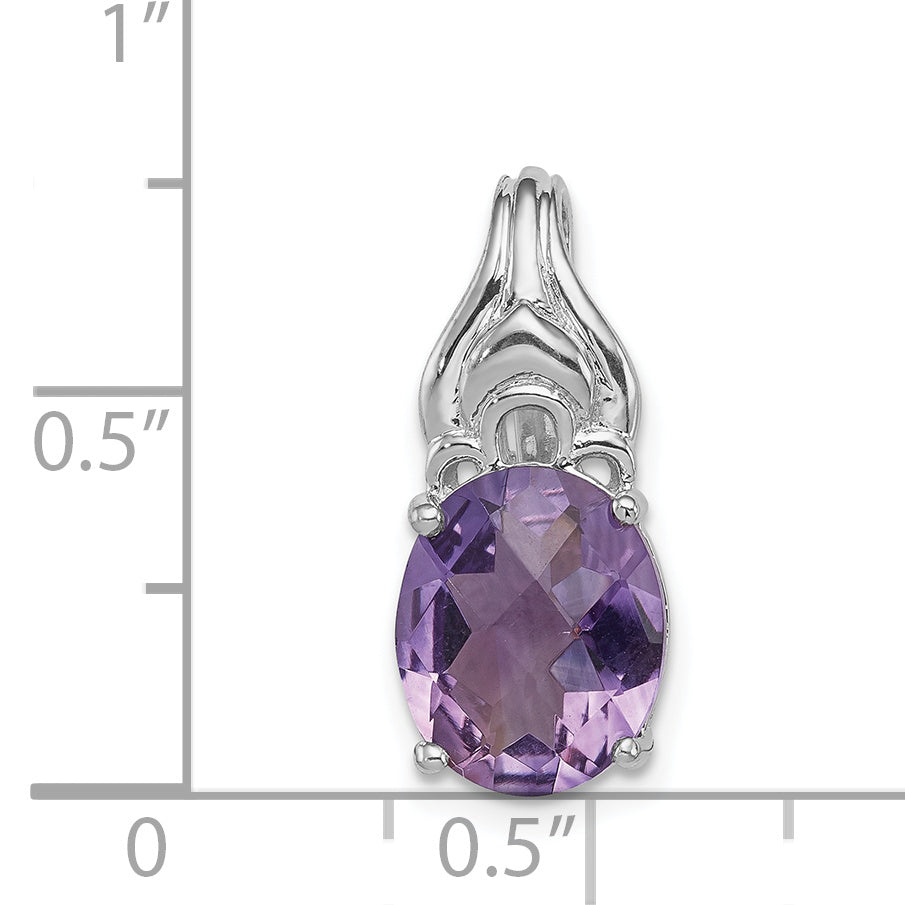 Sterling Silver Rhodium-plated Amethyst Pendant