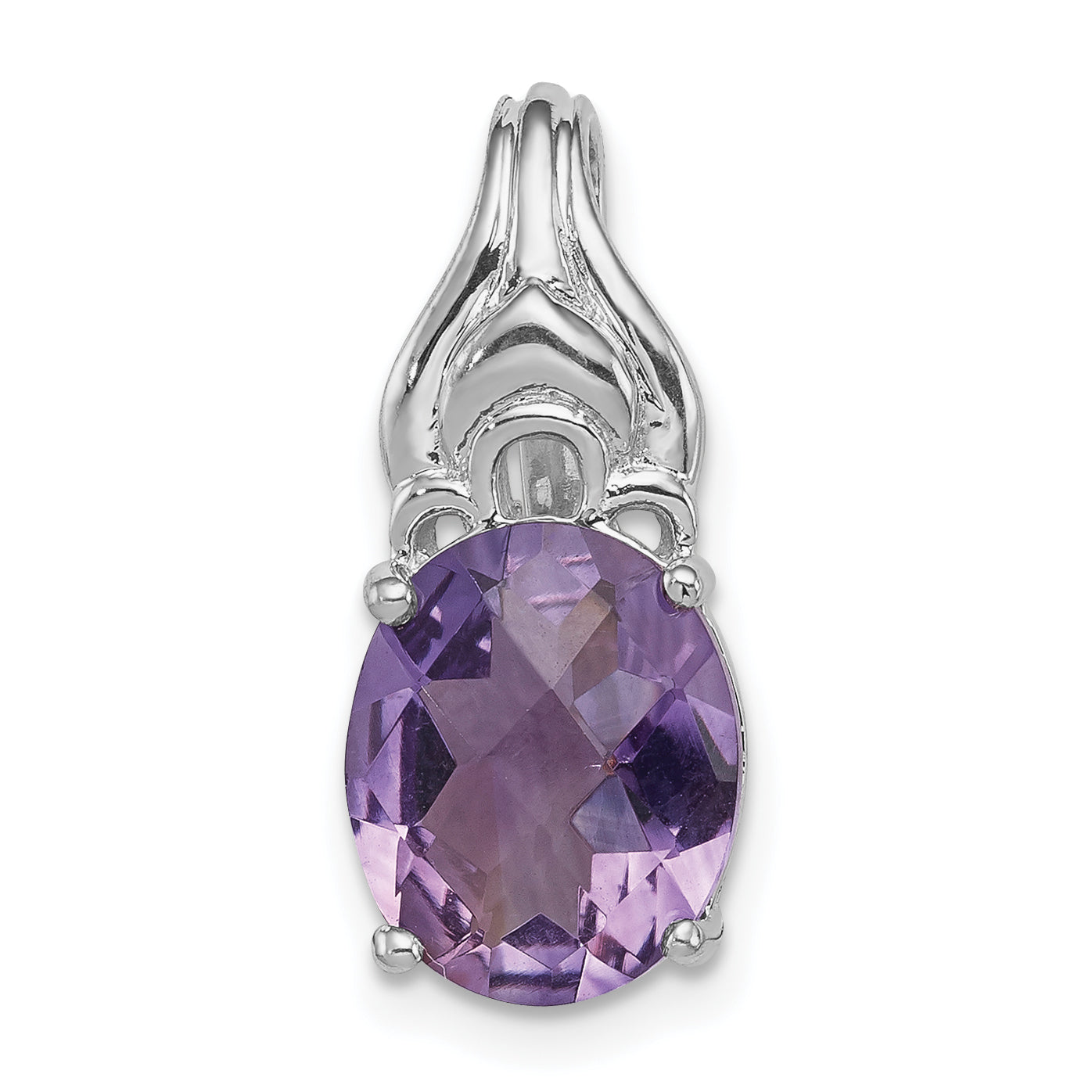 Sterling Silver Rhodium-plated Amethyst Pendant