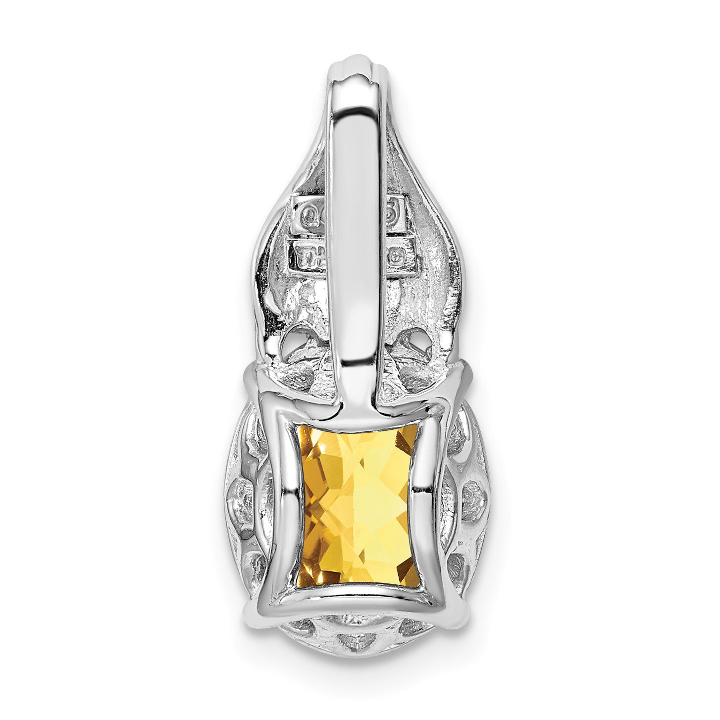 Sterling Silver Rhodium-plated Whiskey Quartz Pendant