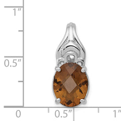 Sterling Silver Rhodium-plated Whiskey Quartz Pendant