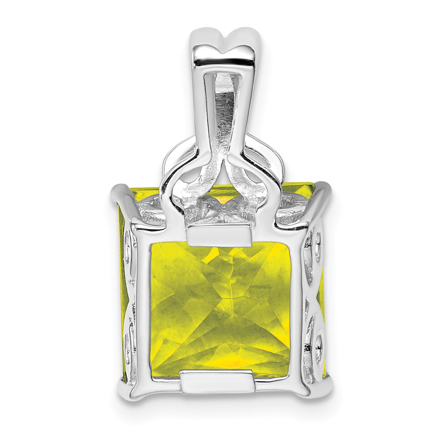 Sterling Silver Rhodium-plated Lemon Quartz Pendant