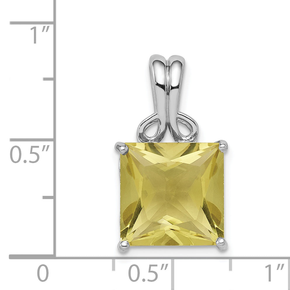 Sterling Silver Rhodium-plated Lemon Quartz Pendant