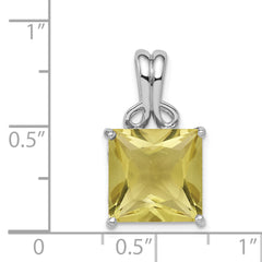 Sterling Silver Rhodium-plated Lemon Quartz Pendant