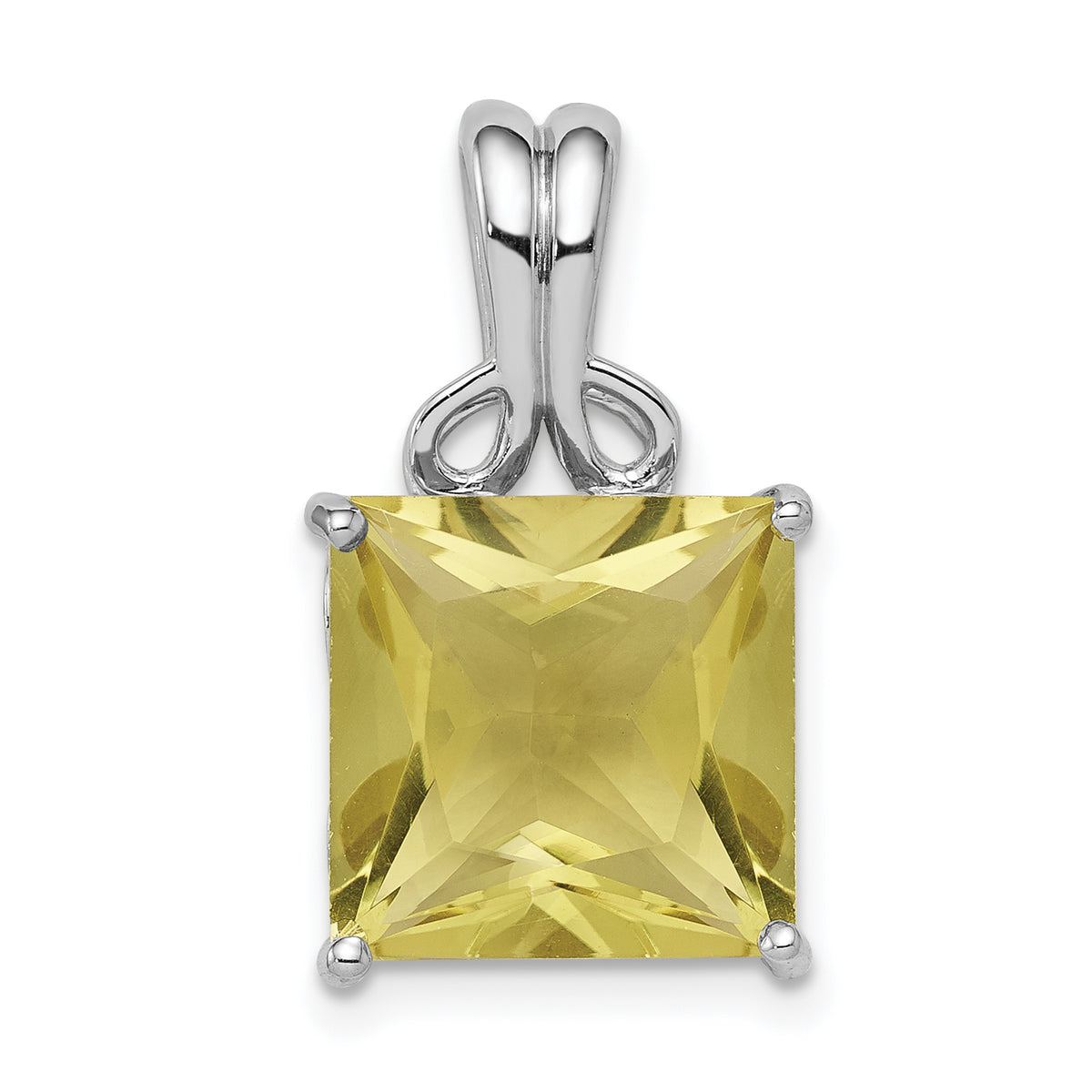 Sterling Silver Rhodium-plated Lemon Quartz Pendant