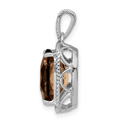 Sterling Silver Rhodium-plated Smoky Quartz Pendant