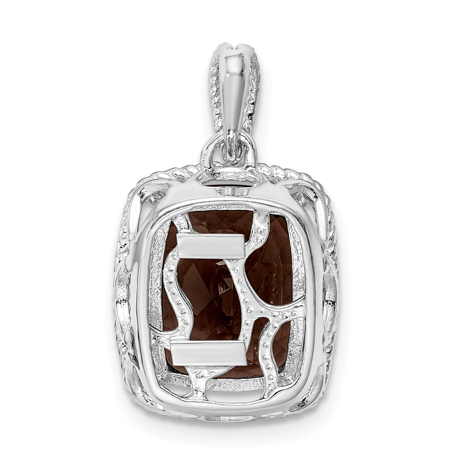 Sterling Silver Rhodium-plated Smoky Quartz Pendant