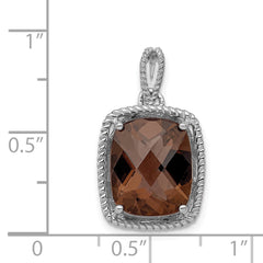 Sterling Silver Rhodium-plated Smoky Quartz Pendant